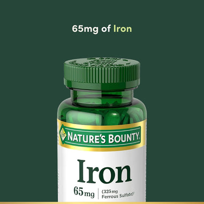 Nature’s Bounty Iron 65 mg Ferrous Sulfate Vegetarian Tablets 100 Count