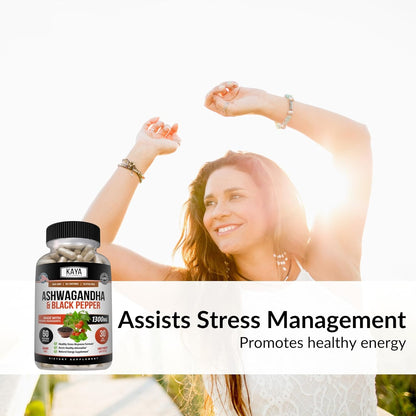 Kaya Naturals Ashwagandha Extra Strength Capsules Stress Mood Focus Energy 60 Count