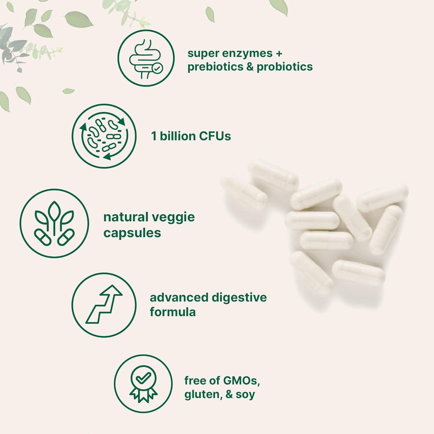 Super Enzymes with Prebiotics & Probiotics Veggie Capsules 240 Count