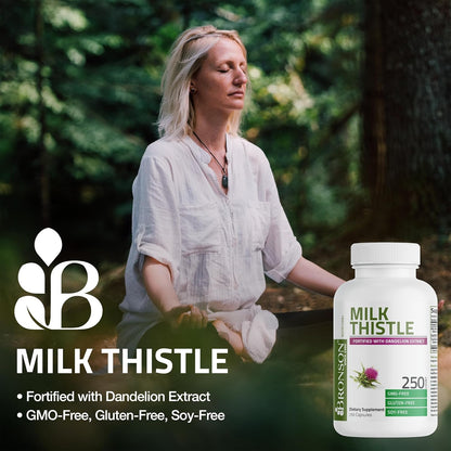 Bronson Milk Thistle & Dandelion Extract Capsules – Silymarin Liver Support Supplement, 120 Count