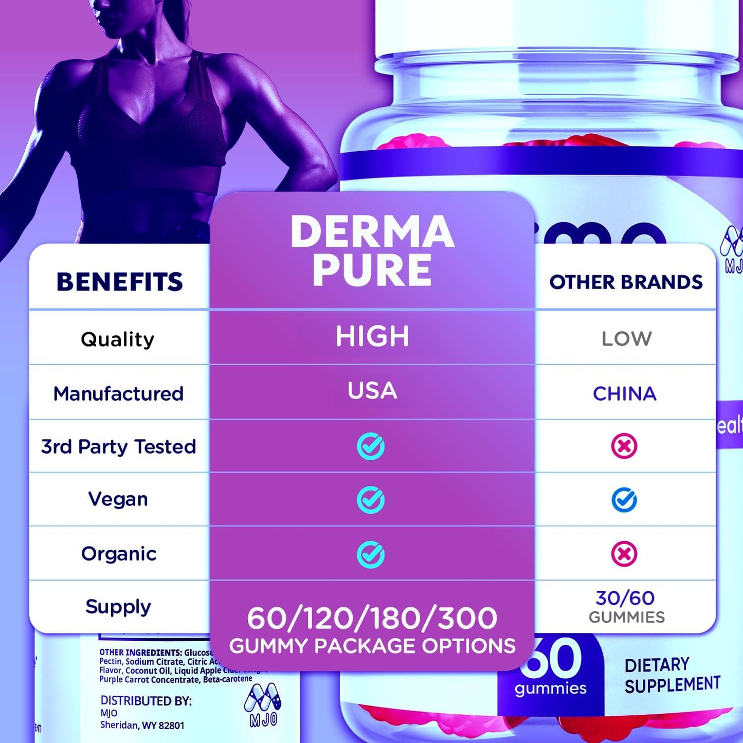 Derma Pure Supplement Gummies with Natural Ingredients 60 Gummies