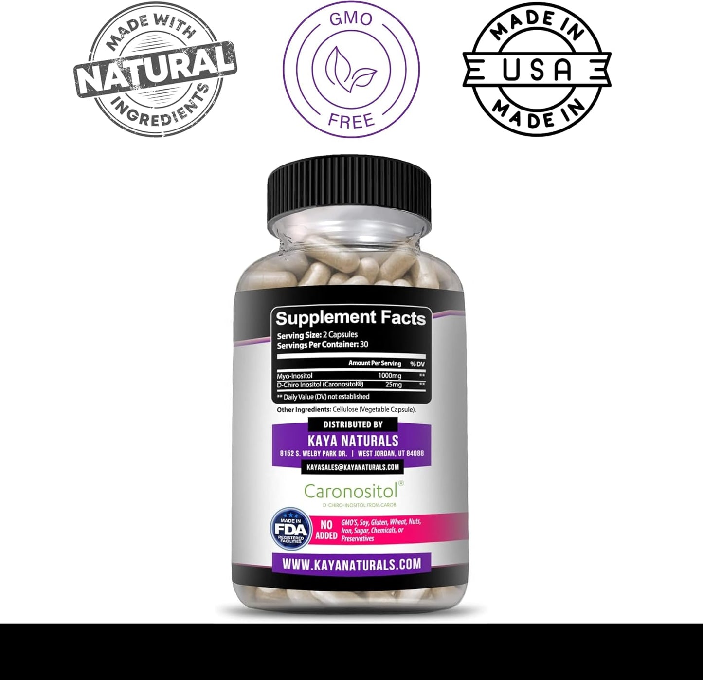 Kaya Naturals Myo & D-Chiro Inositol Plus Vitamin B8 Support 60 Capsules