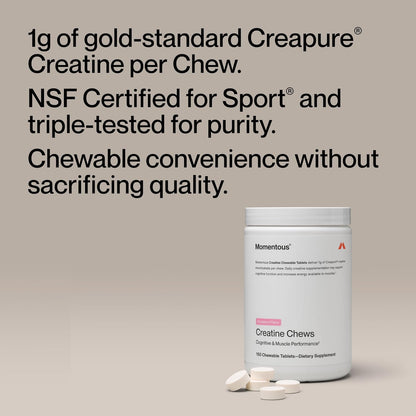 Momentous Creatine Monohydrate Chews Strawberry 150 Servings