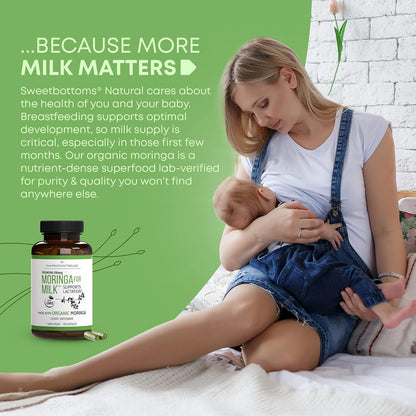 Organic Moringa Lactation Capsules Breastfeeding Support 500 mg 120 Count