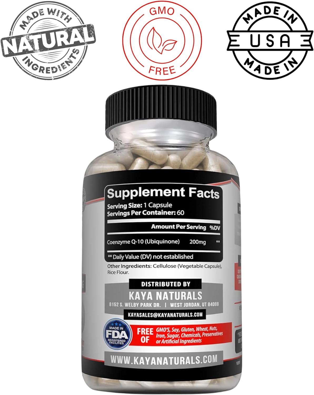 Kaya Naturals CoQ10 Power Antioxidant Heart & Vascular Support 60 Veggie Capsules