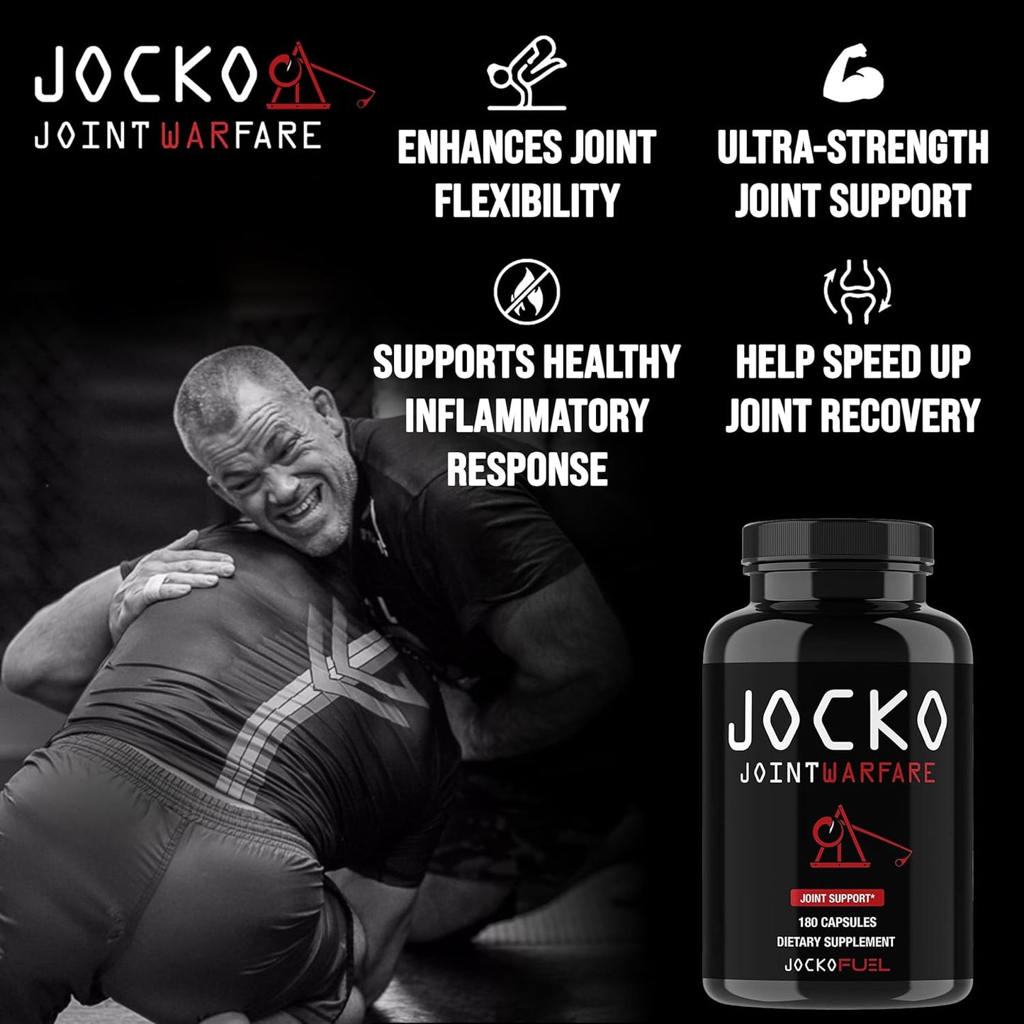 Jocko Fuel Joint Support Glucosamine MSM Turmeric Boswellia Capsules 180 Count