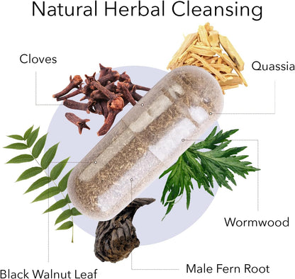 Kroeger Herb Products, Wormwood Herb, Black Walnut, Clove, Quassia, Worm Wood Cleanse - Vegetarian Capsules - 100 Capsules, Made in USA