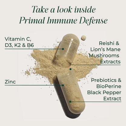 Primal Harvest Immune Defense 10-in-1 Probiotics Zinc Vitamins C D3 K2 B6 Capsules