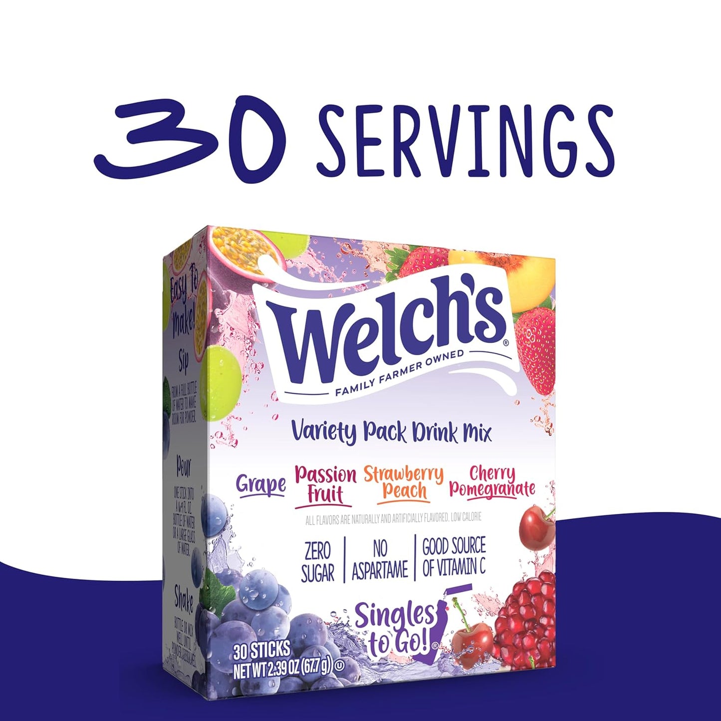 Welch’s Singles To Go Variety Pack Powdered Drink Mix 30 Servings