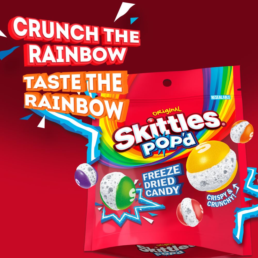 SKITTLES POP'd Originals Freeze Dried Candy 5.5 oz Bag