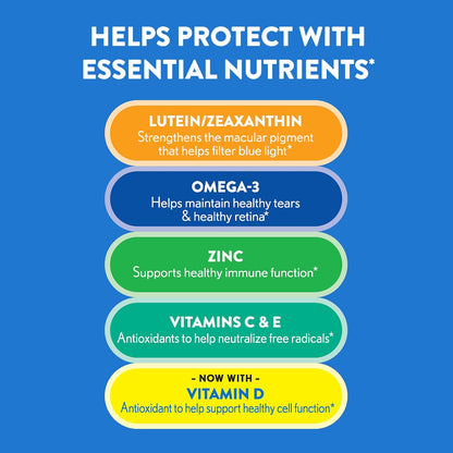 Ocuvite 50+ Eye Vitamin & Mineral Supplement – Omega-3, Lutein, Zeaxanthin, Vitamins C & E, Zinc, 50 Softgels