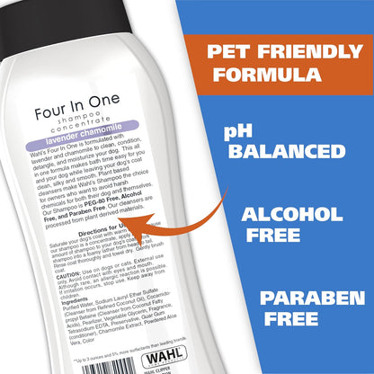 Wahl USA 4-in-1 Calming Dog Shampoo – Lavender Chamomile Scent, 24 Oz, Cleans & Conditions