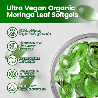 Pure Moringa Softgels Liposomal Extract 30:1 High Absorption 120 Day Supply