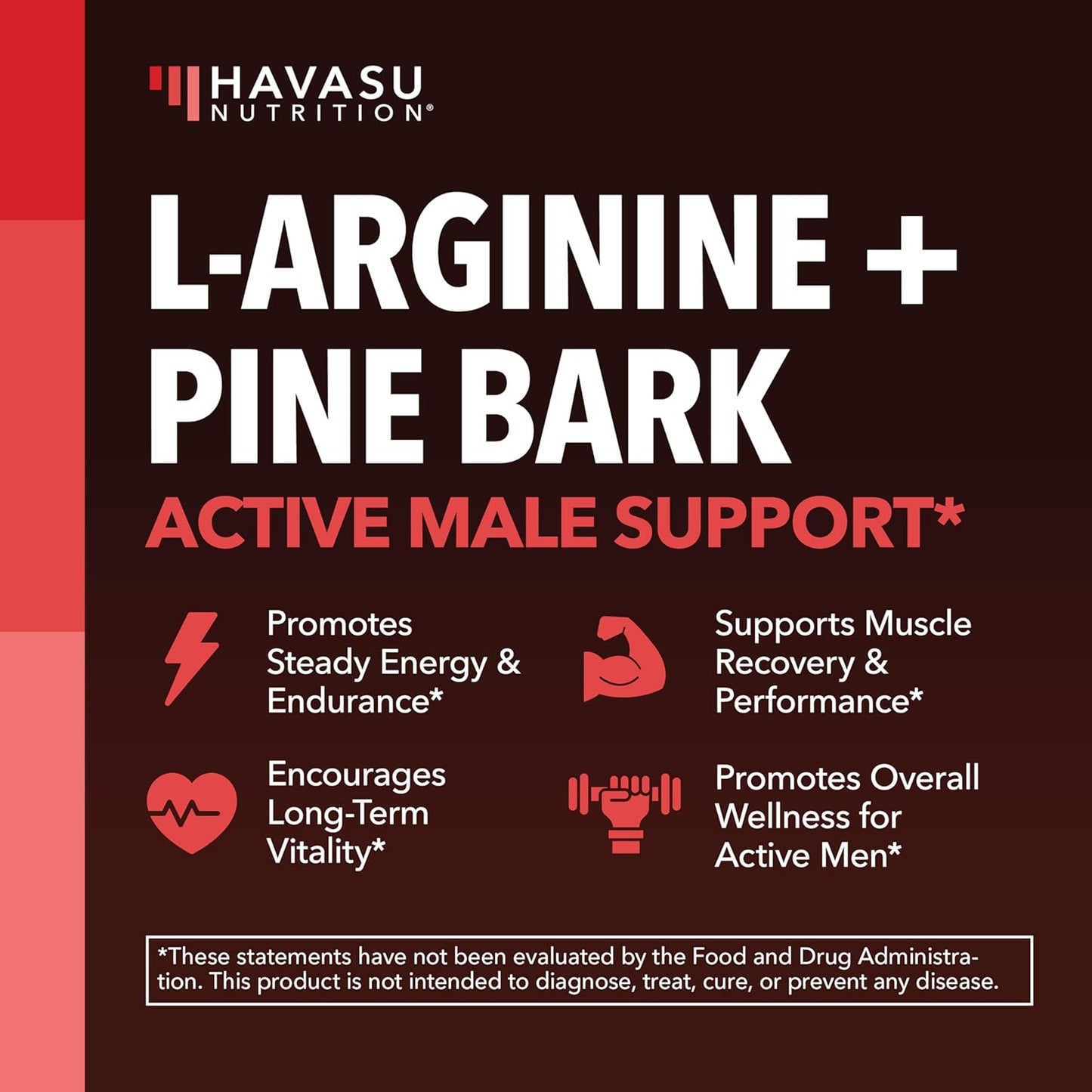 L-Arginine 1800 mg with Pine Bark Extract Supplement 90 Vegan Capsules