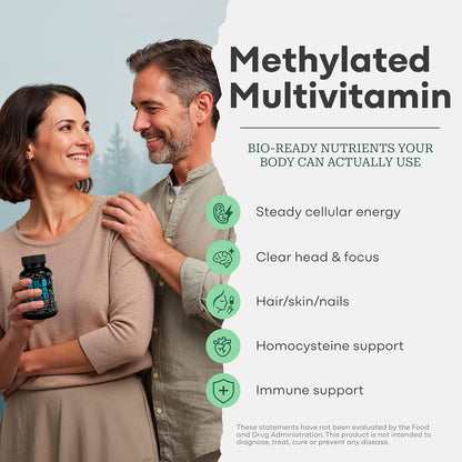 Wild Methylated Multivitamin Capsules for Women & Men with B12, Folate and CoQ10 60 Count