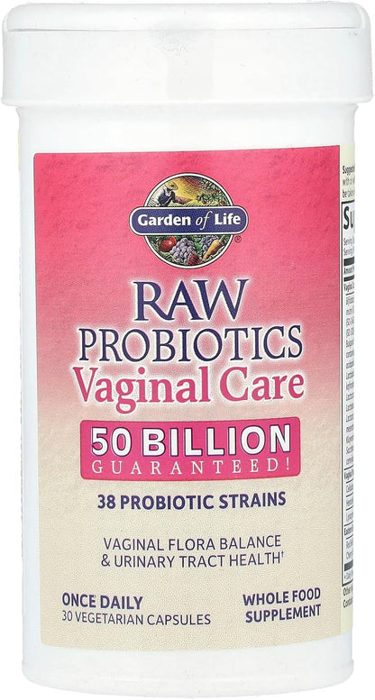 Garden of Life Raw Probiotics Vaginal Care 50 Billion CFU 38 Strains Vegetarian Capsules 30 Count