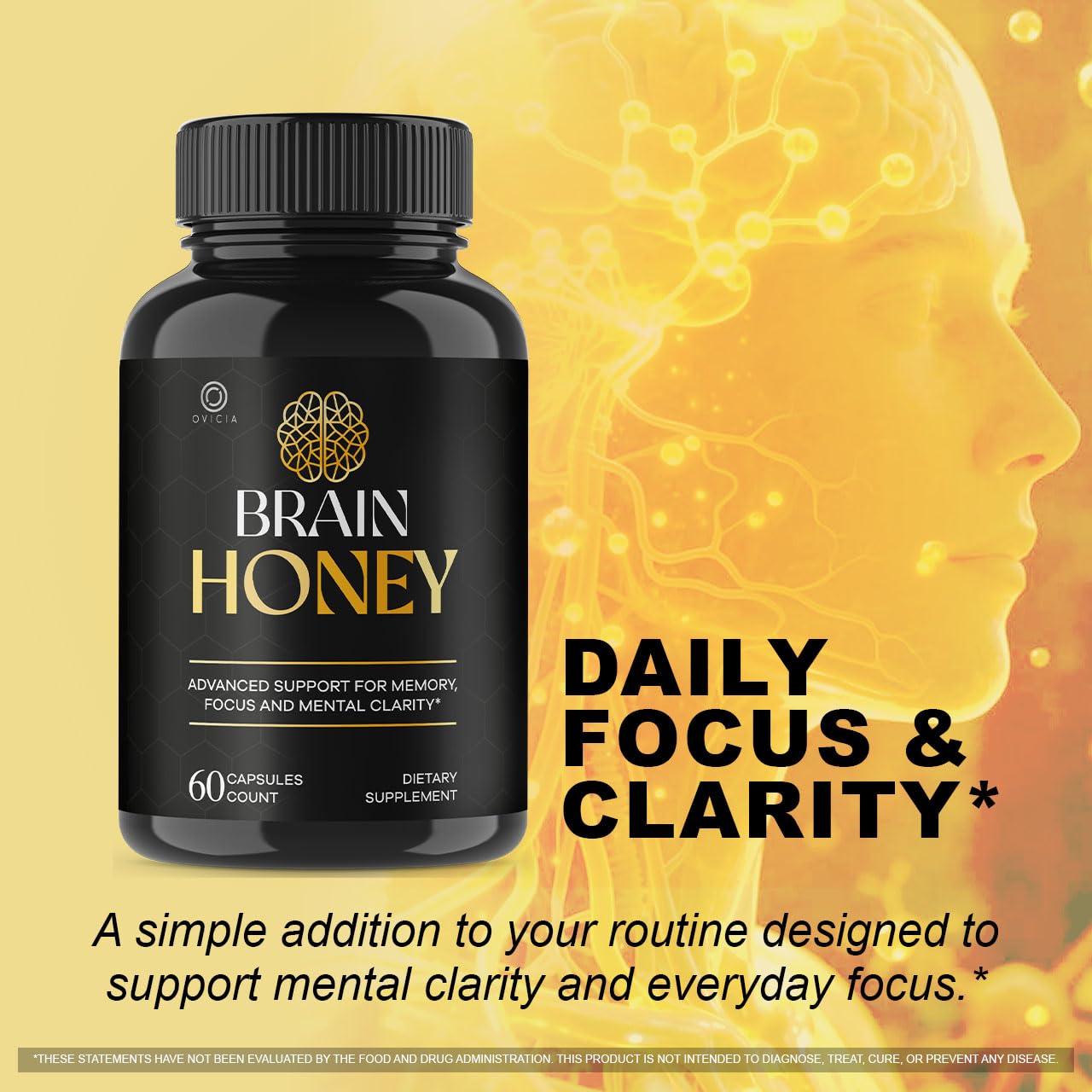 Brain Honey Capsules – Dietary Supplement for Daily Wellness, 180 Count (3pack)
