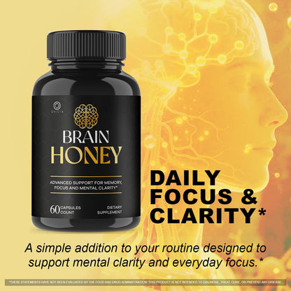 Brain Honey Capsules – Dietary Supplement for Daily Wellness, 180 Count (3pack)