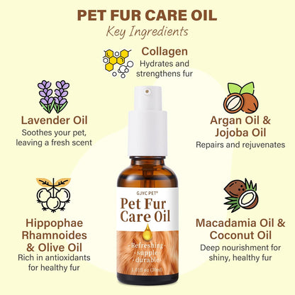 Pet Fur Care Oil – Leave-In Conditioner with Collagen & Natural Oils for Dogs & Cats, 1.01 fl oz