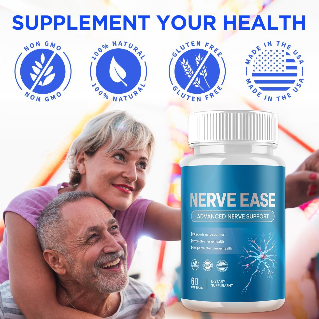 Nerve Ease Supplement Capsules with Natural Ingredients 120 Capsules (2 Pack)
