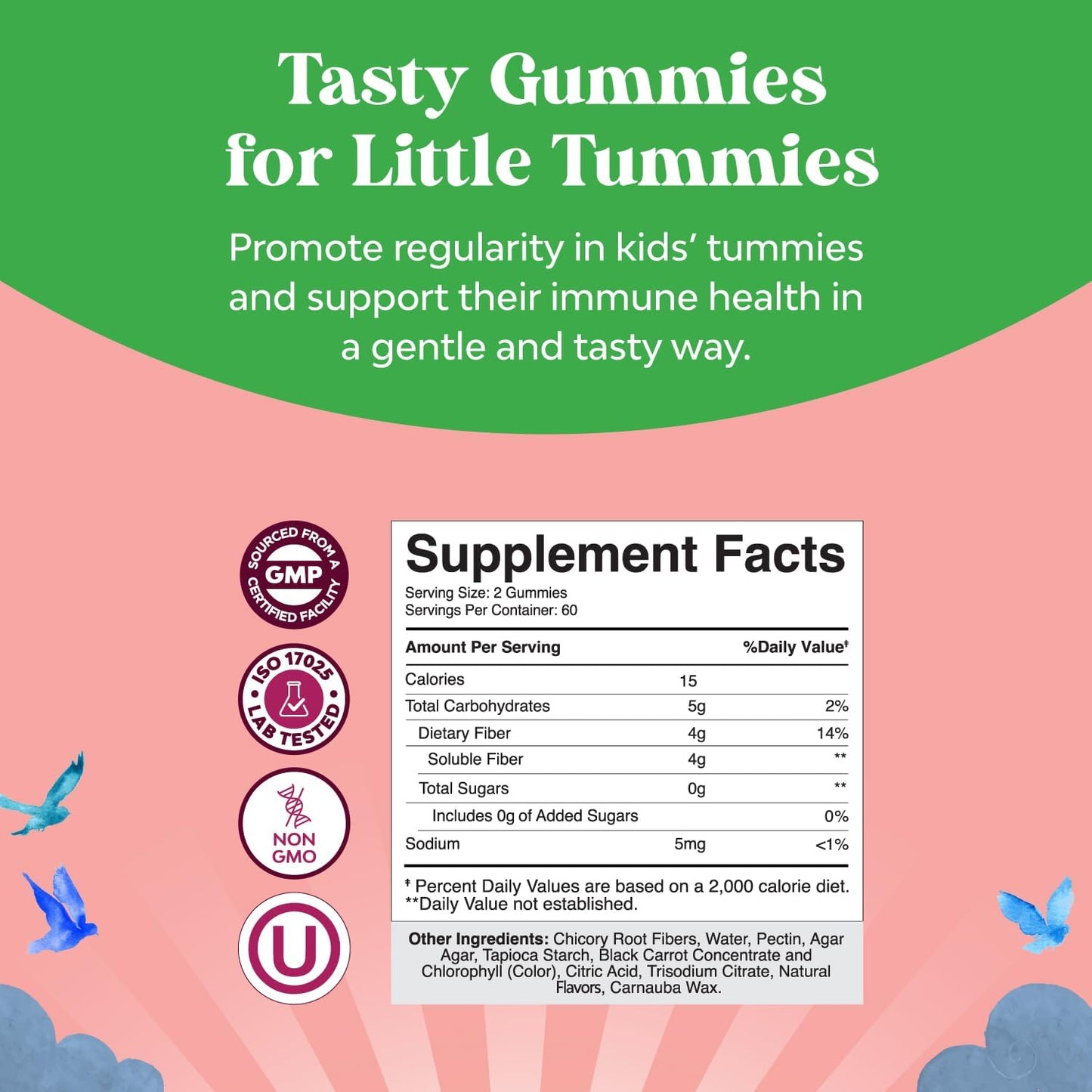 Natures Craft Kids Prebiotic Fiber Gummies Chicory Root Non-GMO 120 Count