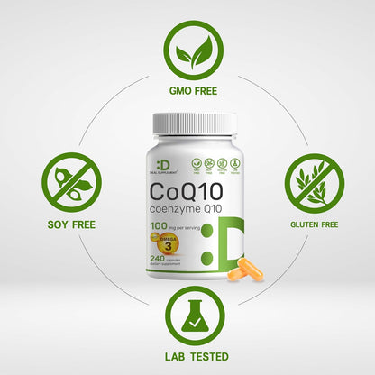 Deal Supplement CoQ10 100 mg with Omega-3 100 mg Capsules – 240 Count, Non-GMO