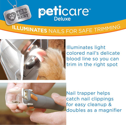 PetiCare Dog & Cat Nail Clipper with LED Light & 5X Magnification – Pet Grooming Tool