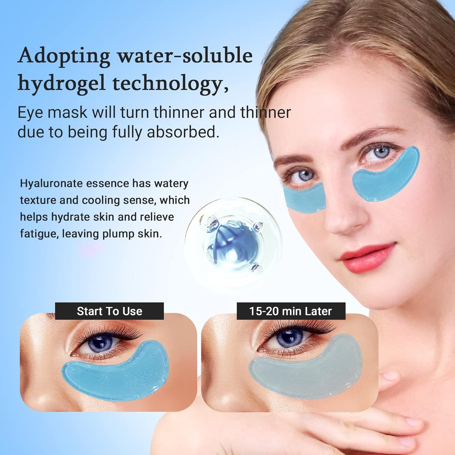 PEAUAMIE Hyaluronic Acid Under Eye Patches for Dark Circles 30 Pairs