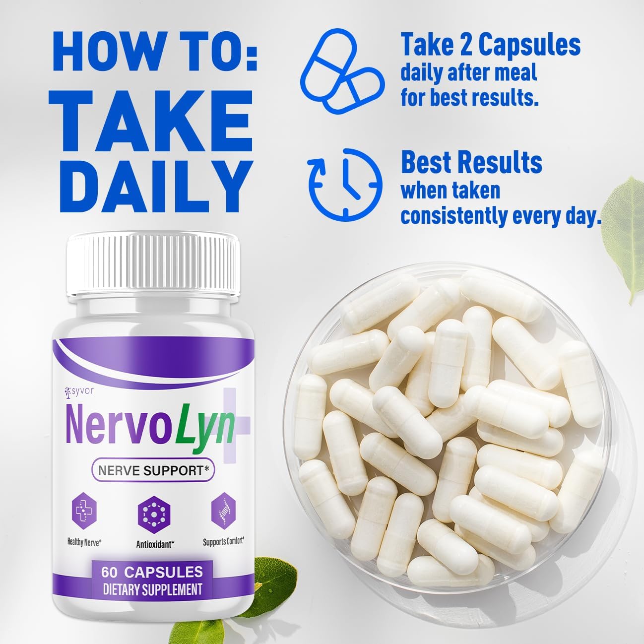 NervoLyn Supplement Capsules with Vitamins 180 Capsules (3 Pack)