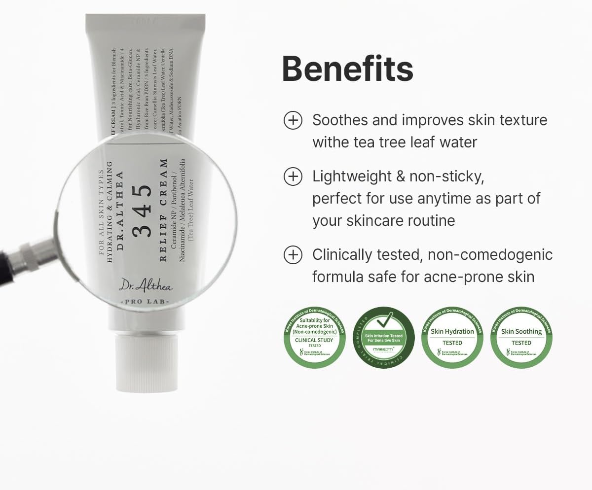 Dr. Althea 345 Relief Cream 50 ml – Face Moisturizer with PDRN & Niacinamide, Vegan Skincare