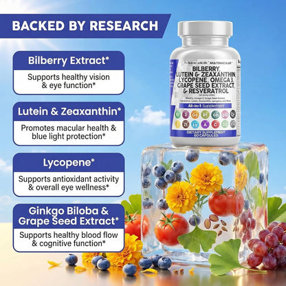 Clean Nutra Eye Vitamins Bilberry Lutein Zeaxanthin Antioxidant Blend