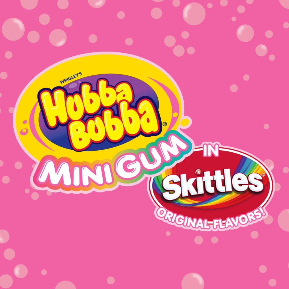 Hubba Bubba Minis SKITTLES Flavored Sugar-Free Bubble Gum 240 Pieces 6 Pack