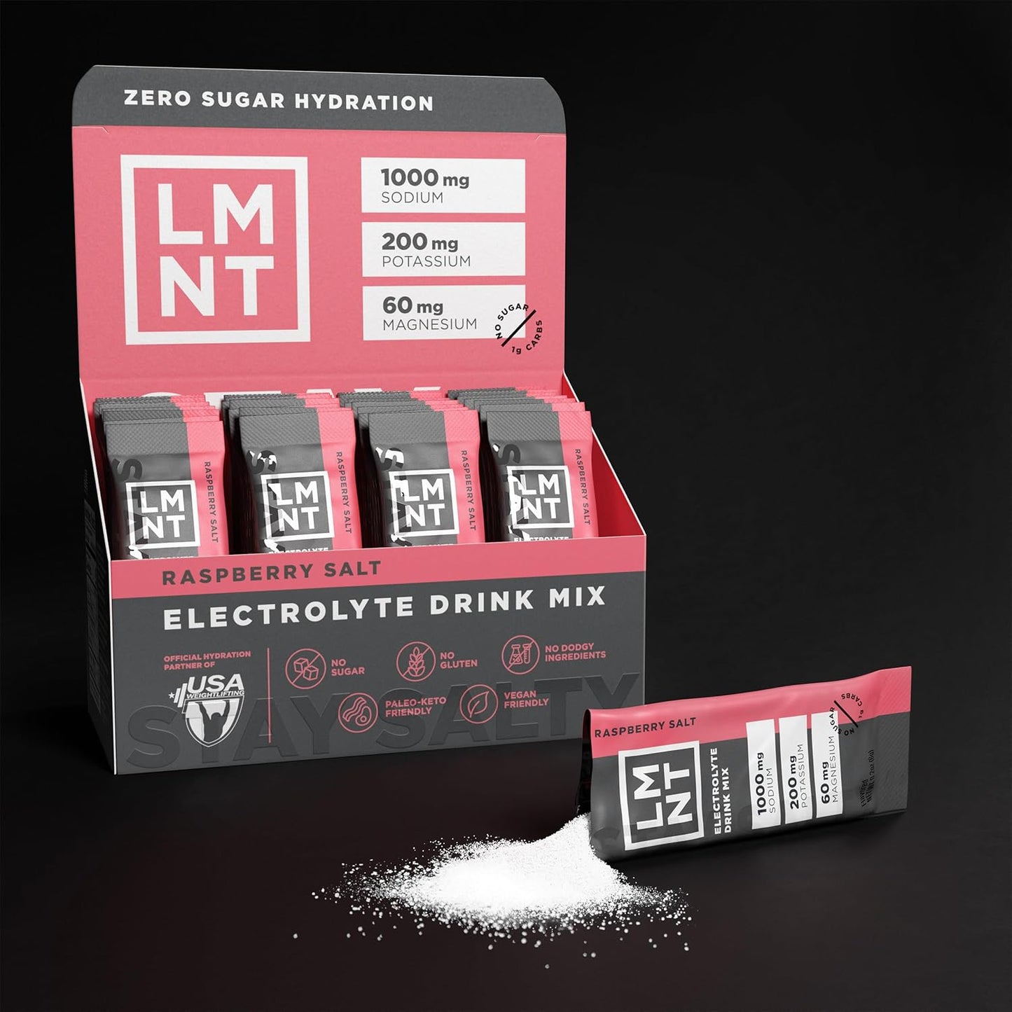 LMNT Zero Sugar Electrolytes Raspberry Salt Drink Mix 30 Count