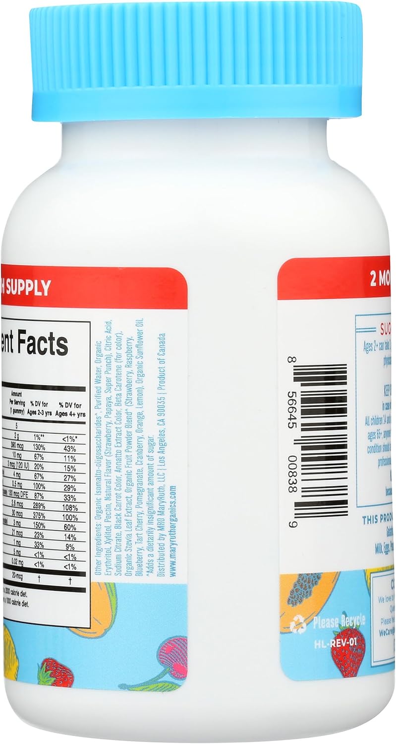 MaryRuth’s Kids Multivitamin Gummies Sugar Free Vegan 60 Count