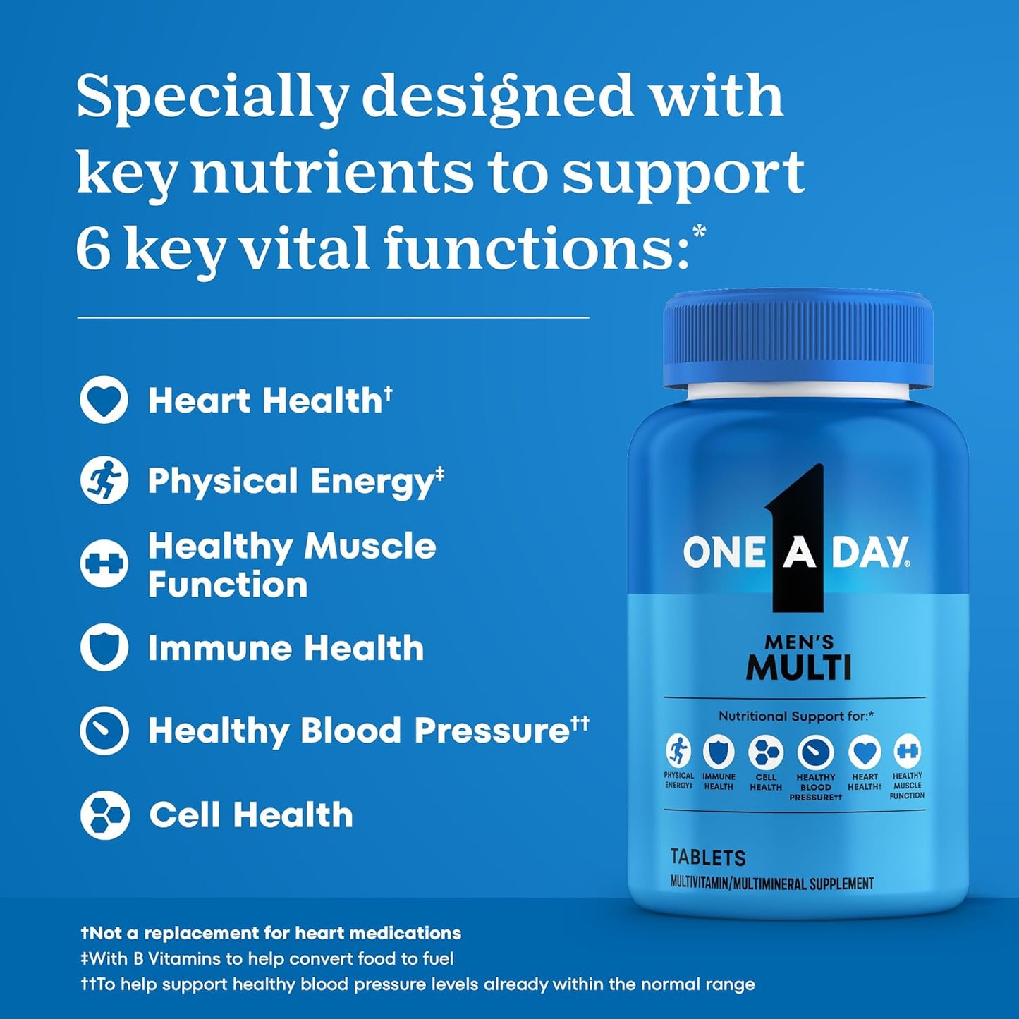 One A Day Men’s Multivitamin Tablets Vitamin D Zinc B Complex 200 Count
