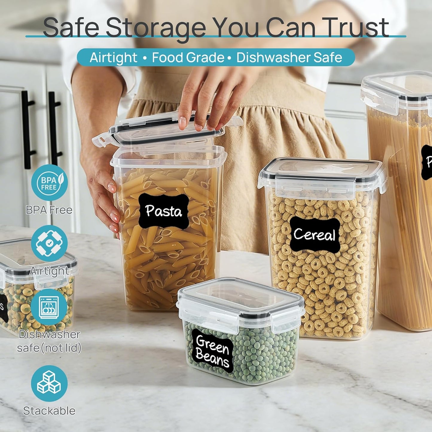 Vtopmart Airtight Food Storage Containers Plastic Canisters with Lids 24 Piece Set Black