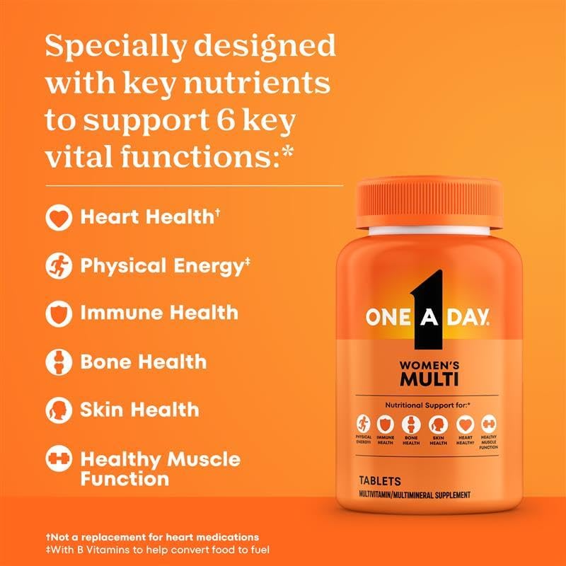 One A Day Women’s Multivitamin Tablets with Biotin, Calcium, Folic Acid, Iron and Zinc 200 Count