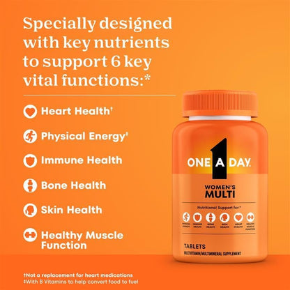 One A Day Women’s Multivitamin Tablets with Biotin, Calcium, Folic Acid, Iron and Zinc 200 Count