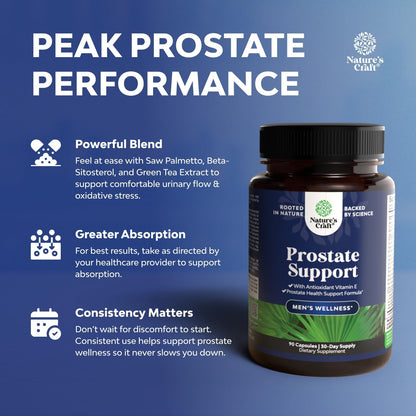 Herbal Prostate Supplement Saw Palmetto Pygeum Beta Sitosterol 90 Capsules