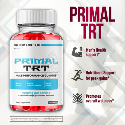 Primal TRT XL Gummies Health and Wellness Supplement 2 Pack 120 Gummies