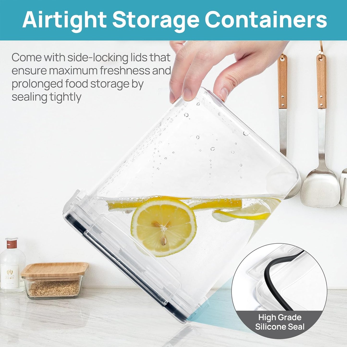 Vtopmart Airtight Food Storage Containers with Lids BPA-Free Canisters 10 Piece Set Black