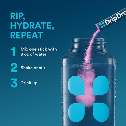 DripDrop Hydration Electrolyte Powder Drink Mix Variety Pack 32 Stick Packets