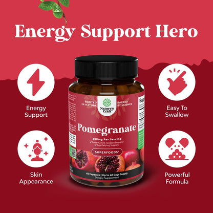Pomegranate Extract Capsules Antioxidant Supplement Nitric Oxide Support
