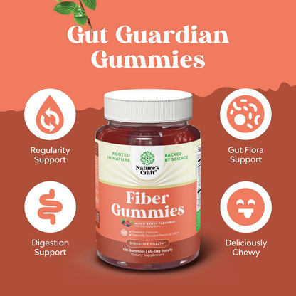 Fiber Gummies Chicory Root Prebiotic Sugar Free Vegan 120 Count