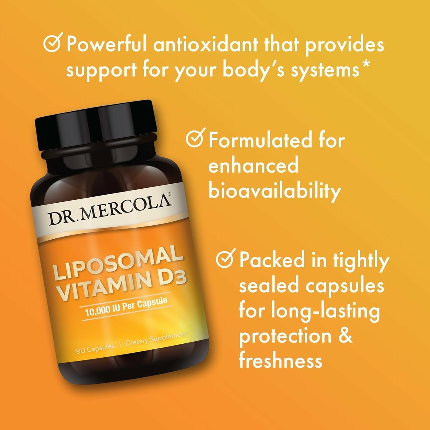 Dr. Mercola Liposomal Vitamin D3 10000 IU Capsules 90 Count