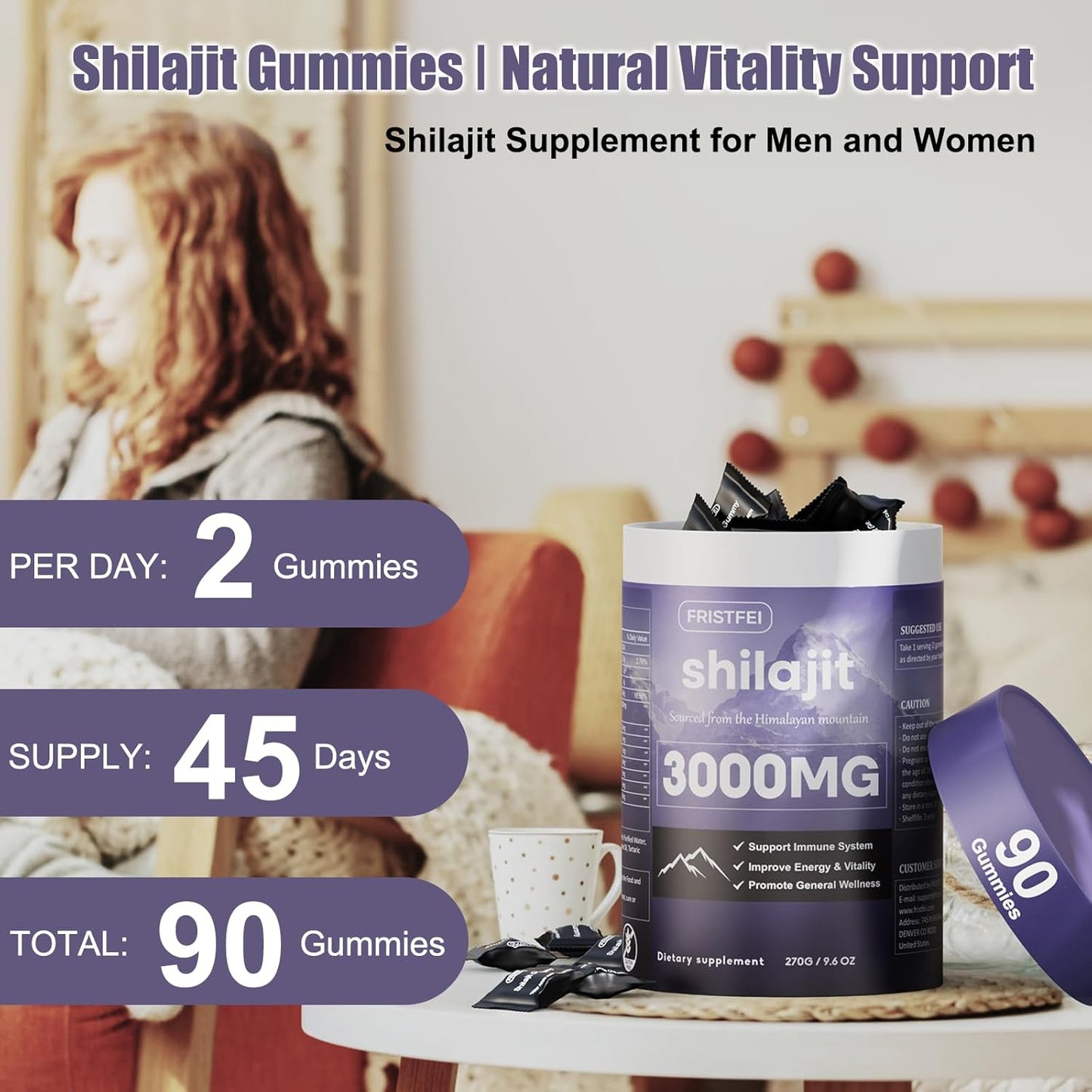 Himalayan Shilajit Gummies Fulvic Acid Trace Minerals 90 Count