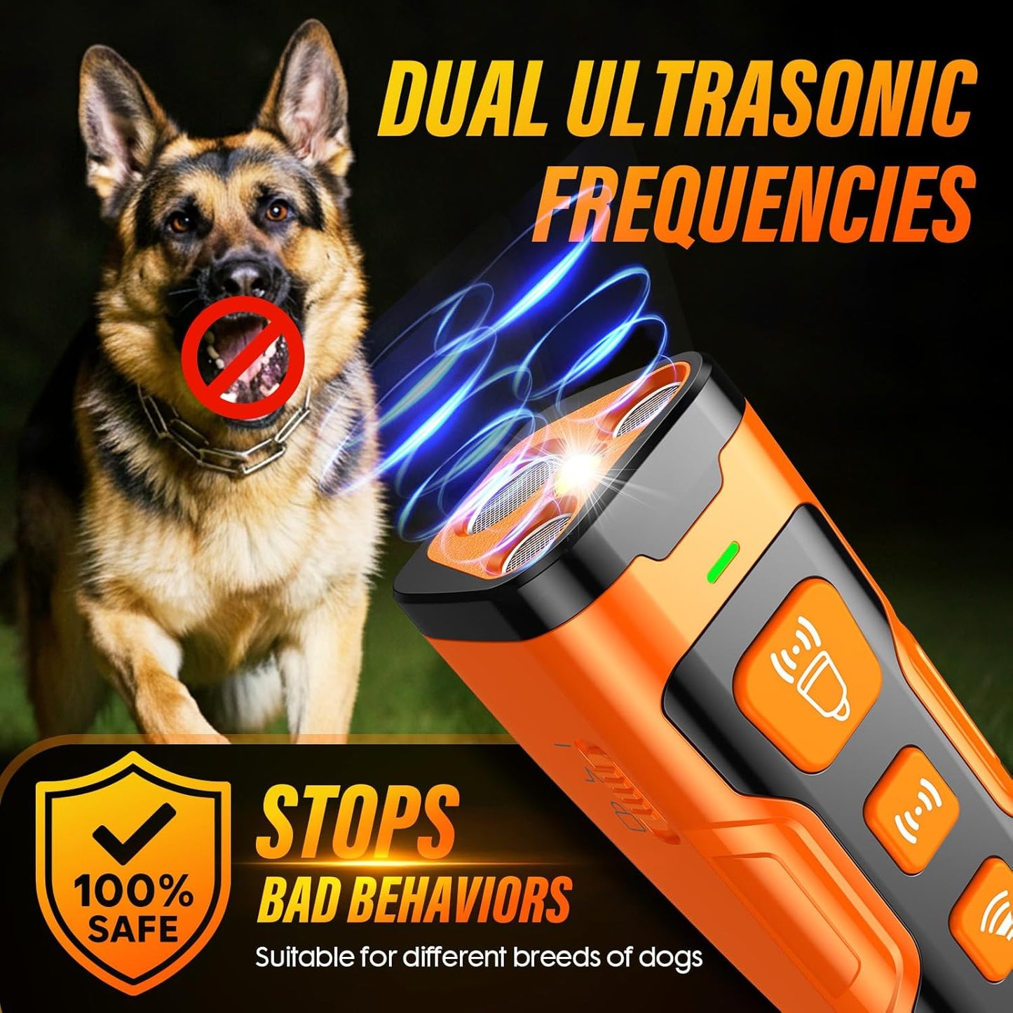 Dog Bark Deterrent Device Ultrasonic 3X 6 Modes 23 ft Range Rechargeable