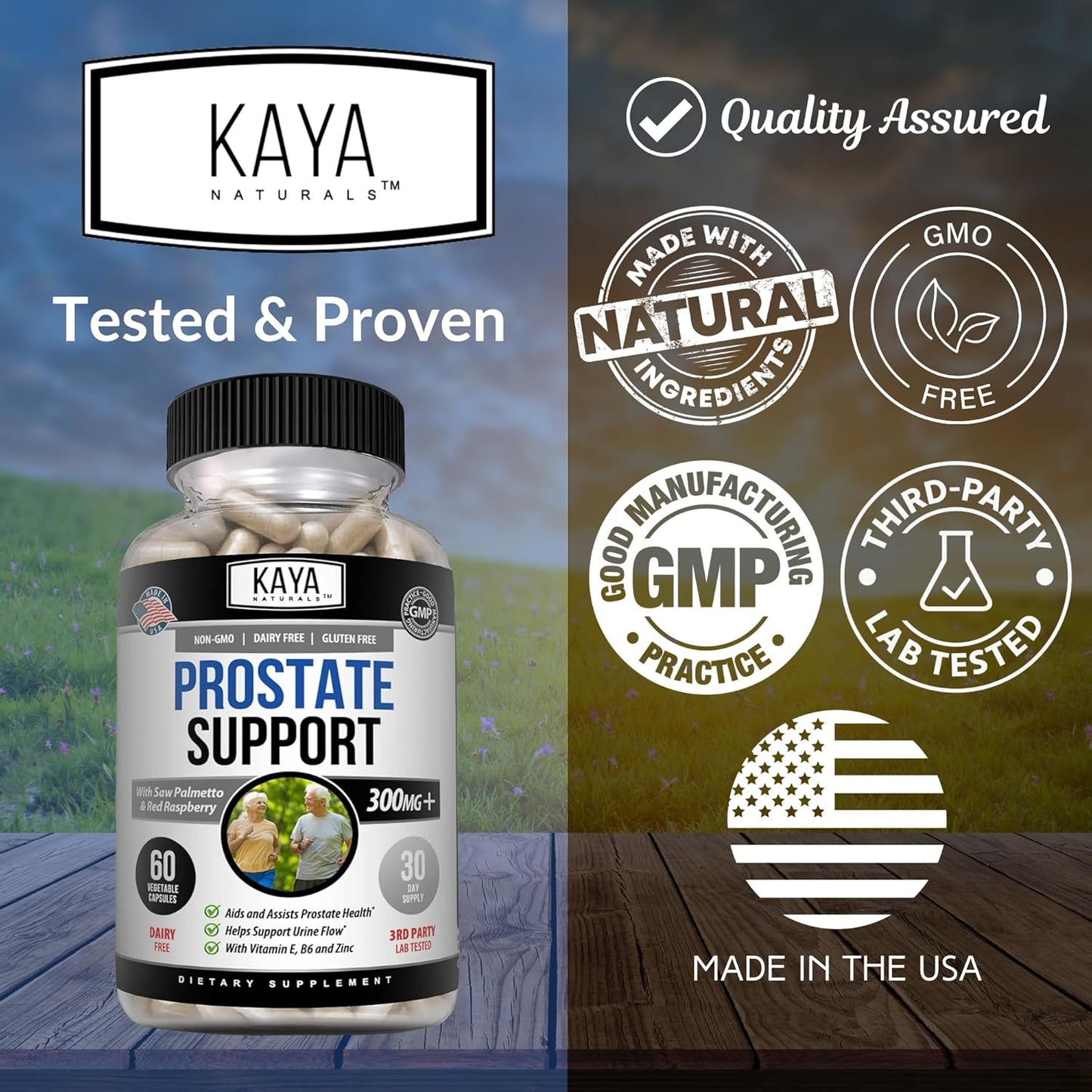 Kaya Naturals Prostate Support Saw Palmetto DHT Blocker Hair Sleep 60 Capsules