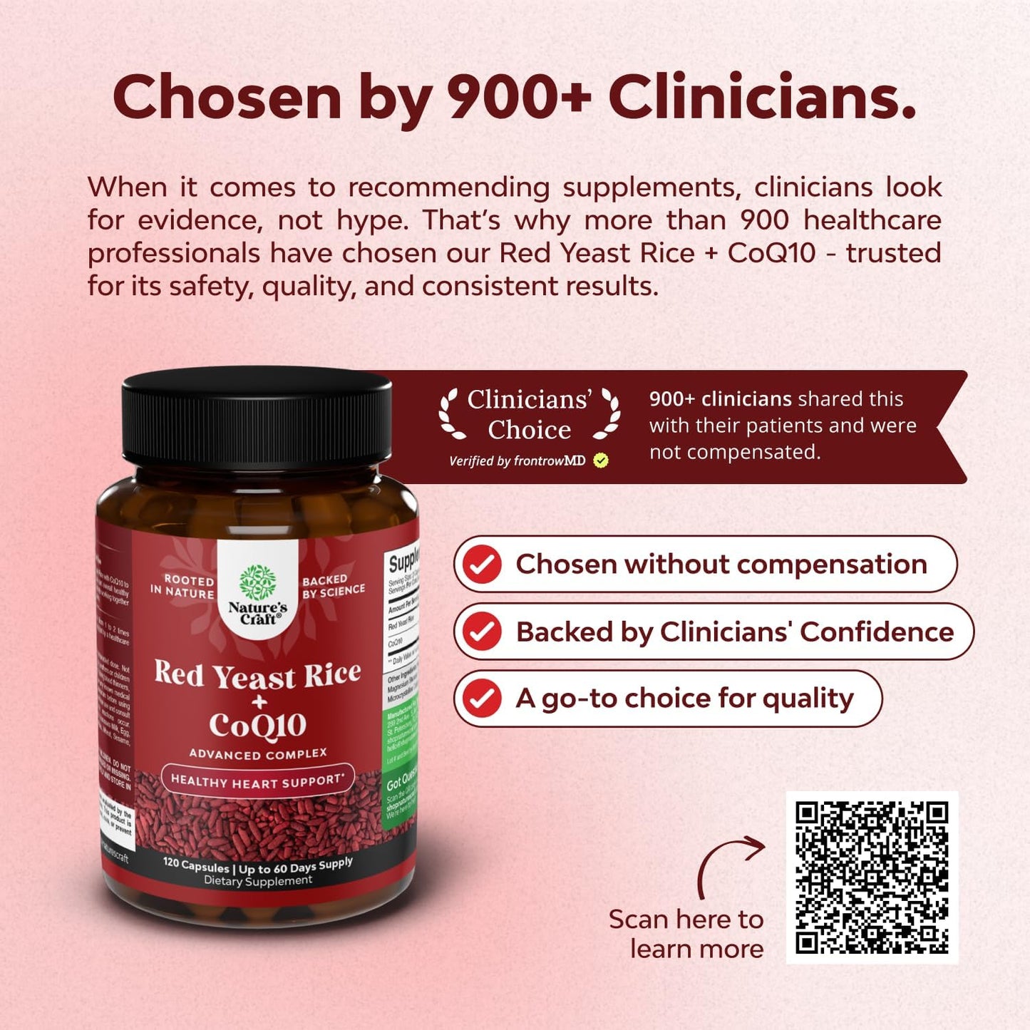 Natures Craft Red Yeast Rice with CoQ10 Capsules 1200 mg 120 Count