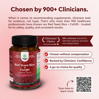 Natures Craft Red Yeast Rice with CoQ10 Capsules 1200 mg 120 Count
